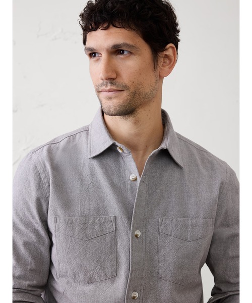 Banana Republic gray long-sleeve button-up textured shirt